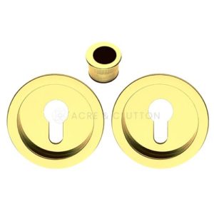 Acre & Clutton Sliding Door Flush Pull Handle Set Euro Lock Profile 57mm Polished Brass
