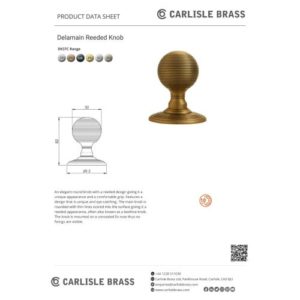 Carlisle Brass DK37CMB Delamain Reeded Knob 55mm Matt Black
