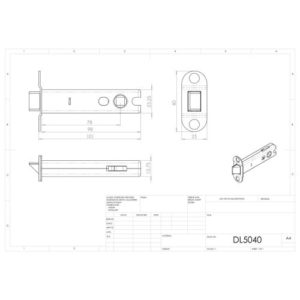 Carlisle Brass DL5040SS Heavy Duty Tubular Mortice Latch Stainless Steel