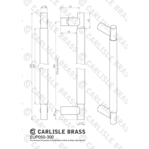 Carlisle Brass EUP050/300AB Varese Pull Handle - 300Mm C/C Antique Brass