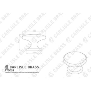 Carlisle Brass FTD524SCP Oxford Knob 32mm 32mm Polished Chrome