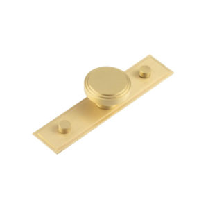 Cropley Cupboard Knobs 40mm Stepped Backplate Satin Brass