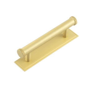 Hoxton Wenlock Cabinet Handles 96mm Ctrs Stepped Backplate Satin Brass