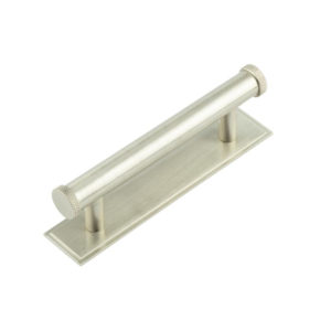 Hoxton Wenlock Cabinet Handles 96mm Ctrs Stepped Backplate Satin Nickel