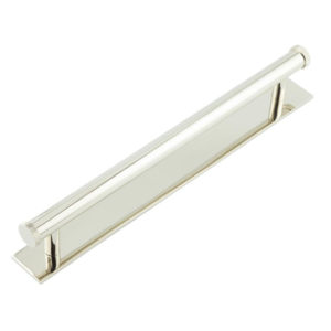 Hoxton Wenlock Cabinet Handles 224mm Ctrs Plain Backplate Polished Nickel