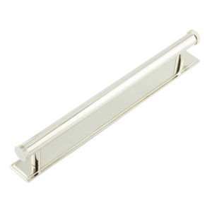 Hoxton Wenlock Cabinet Handles 224mm Ctrs Stepped Backplate Polished Nickel