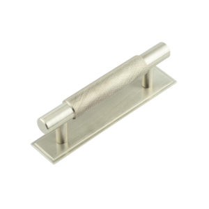 Hoxton Taplow Cabinet Handles 96mm Ctrs Stepped Backplate Satin Nickel
