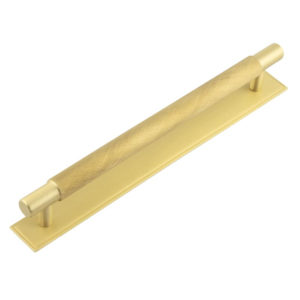Hoxton Taplow Cabinet Handles 224mm Ctrs Stepped Backplate Satin Brass