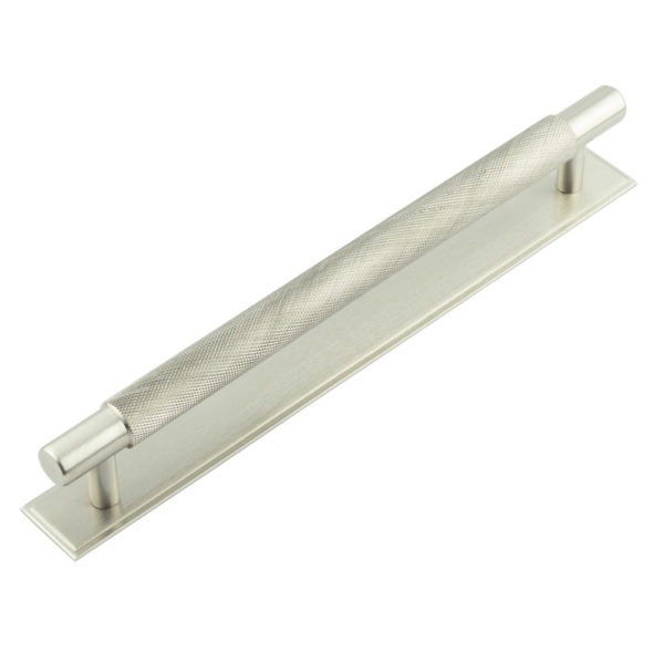 Hoxton Taplow Cabinet Handles 224mm Ctrs Stepped Backplate Satin Nickel