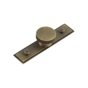 Thaxted Cupboard Knobs 40mm Stepped Backplate Antique Brass