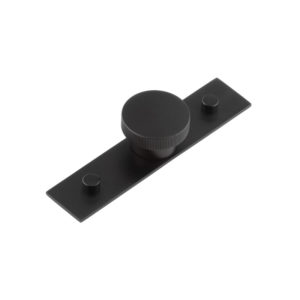 Thaxted Cupboard Knobs 40mm Plain Backplate Black