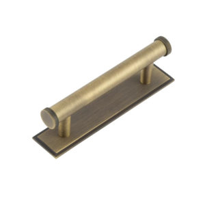 Hoxton Thaxted Cabinet Handles 96mm Ctrs Stepped Backplate Antique Brass