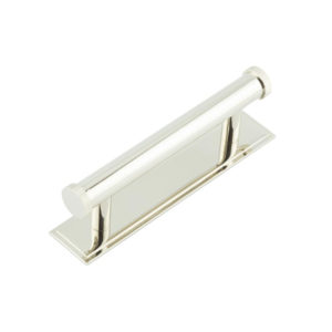 Hoxton Thaxted Cabinet Handles 96mm Ctrs Stepped Backplate Polished Nickel