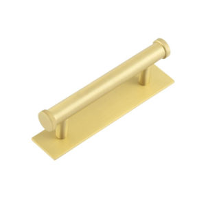 Hoxton Thaxted Cabinet Handles 96mm Ctrs Plain Backplate Satin Brass