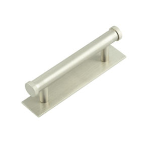 Hoxton Thaxted Cabinet Handles 96mm Ctrs Plain Backplate Satin Nickel