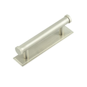 Hoxton Thaxted Cabinet Handles 96mm Ctrs Stepped Backplate Satin Nickel
