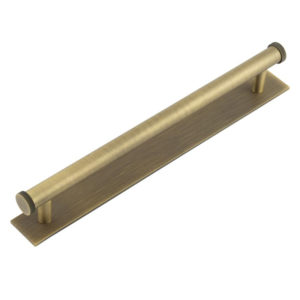 Hoxton Thaxted Cabinet Handles 224mm Ctrs Plain Backplate Antique Brass