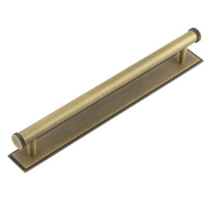 Hoxton Thaxted Cabinet Handles 224mm Ctrs Stepped Backplate Antique Brass