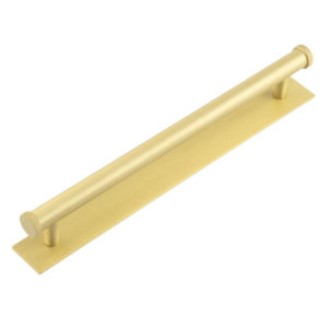 Hoxton Thaxted Cabinet Handles 224mm Ctrs Plain Backplate Satin Brass