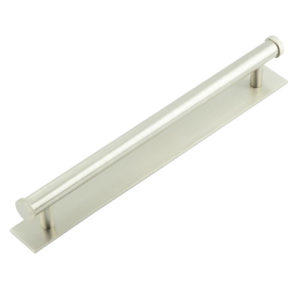 Hoxton Thaxted Cabinet Handles 224mm Ctrs Plain Backplate Satin Nickel