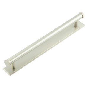 Hoxton Thaxted Cabinet Handles 224mm Ctrs Stepped Backplate Satin Nickel