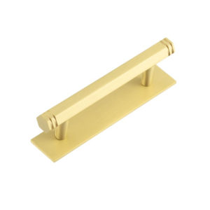 Hoxton Nile Cabinet Handles 96mm Ctrs Plain Backplate Satin Brass
