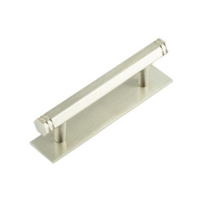 Hoxton Nile Cabinet Handles 96mm Ctrs Plain Backplate Satin Nickel