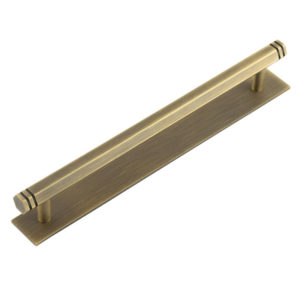 Hoxton Nile Cabinet Handles 224mm Ctrs Plain Backplate Antique Brass