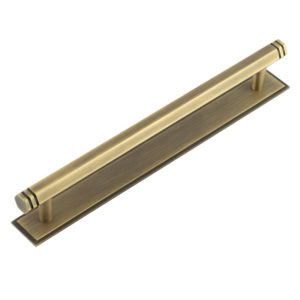 Hoxton Nile Cabinet Handles 224mm Ctrs Stepped Backplate Antique Brass