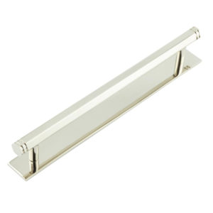 Hoxton Nile Cabinet Handles 224mm Ctrs Plain Backplate Polished Nickel