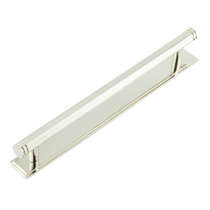 Hoxton Nile Cabinet Handles 224mm Ctrs Stepped Backplate Polished Nickel