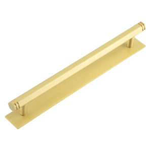 Hoxton Nile Cabinet Handles 224mm Ctrs Plain Backplate Satin Brass