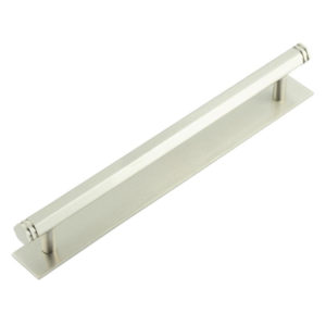 Hoxton Nile Cabinet Handles 224mm Ctrs Plain Backplate Satin Nickel