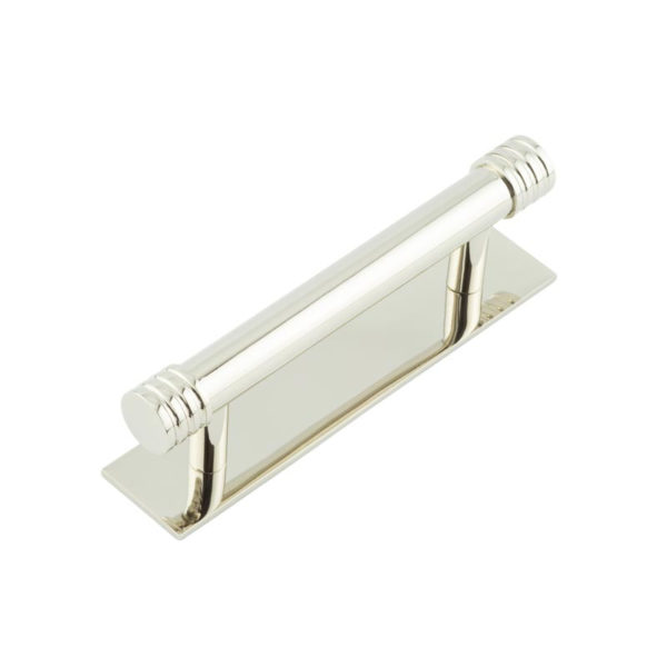 Hoxton Sturt Cabinet Handles 96mm Ctrs Plain Backplate Polished Nickel