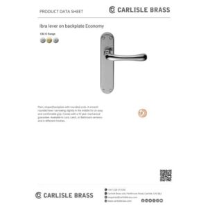 Carlisle Brass CBL13 Ibra Lever On Backplate - Bathroom 57mm C/C 185mm x 40mm Stainless Brass