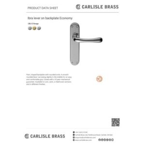 Carlisle Brass CBL13CP Ibra Lever On Backplate - Bathroom 57mm C/C 185mm x 40mm Polished Chrome