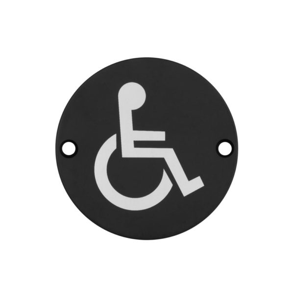 Stainless Steel Disabled Symbol 75mm Black