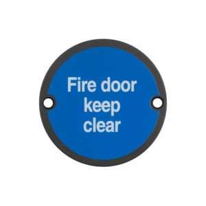 Stainless Steel Fire Door Keep Clear 75mm Black