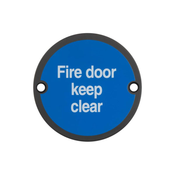 Stainless Steel Fire Door Keep Clear 75mm Black