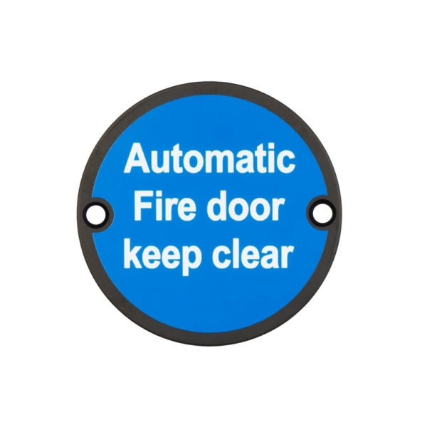 Stainless Steel Automatic Fire Door Keep Clear 75mm Black