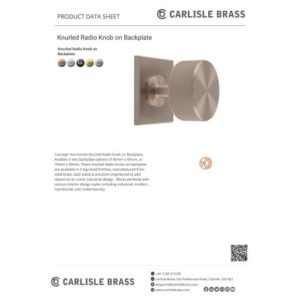 Carlisle Brass BP703CP76CP Knurled Radio Knob on Backplate 76mm Polished Chrome