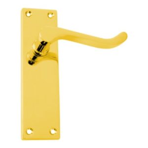 Victorian Scroll Lever on Backplate Latch Profile - Polished Brass