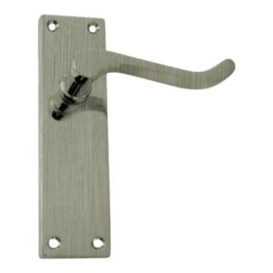 Victorian Scroll Lever on Backplate Long Latch - Satin Nickel