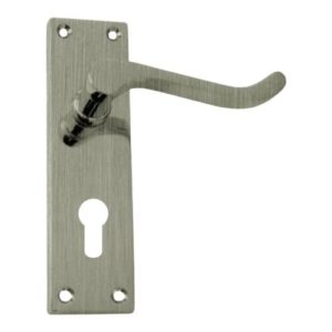 Victorian Scroll Lever on Backplate Euro Profile - Satin Nickel