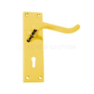 Victorian Scroll Lever on Backplate Lock Profile - Polished Brass