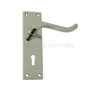 Victorian Scroll Lever on Backplate Lock Profile - Polished Nickel