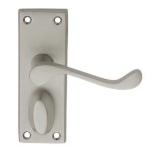 Victorian Scroll Lever on Backplate Privacy - Satin Nickel