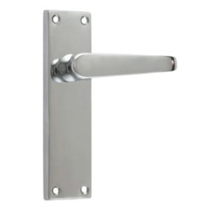 Victorian Straight Lever on Backplate Long Latch - Polished Chrome
