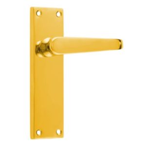 Victorian Straight Lever on Backplate Long Latch - Polished Brass