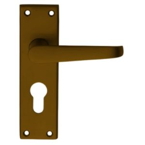 Victorian Straight Lever on Backplate Euro Profile - Antique Brass